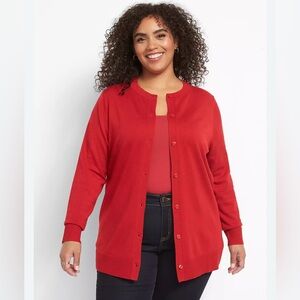 Lane Bryant Haute Red Button-Front Cardigan